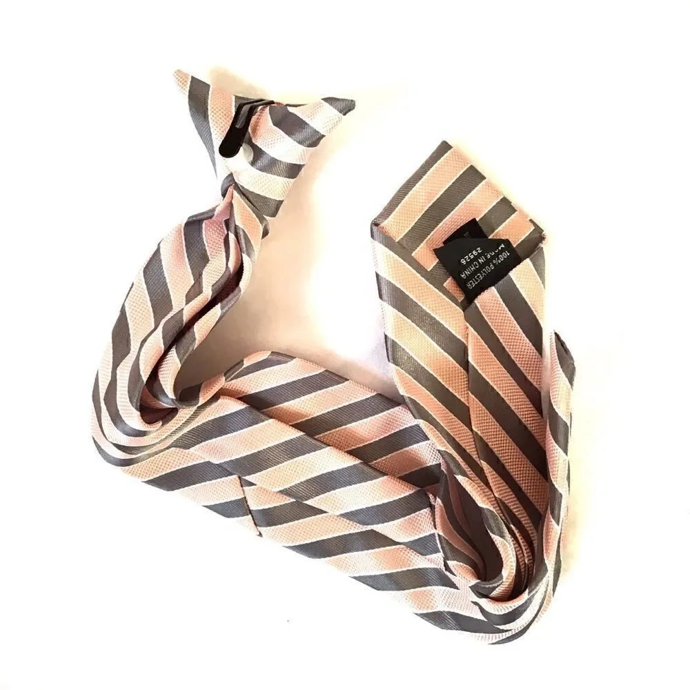 Striped Polyester Clip On Tie